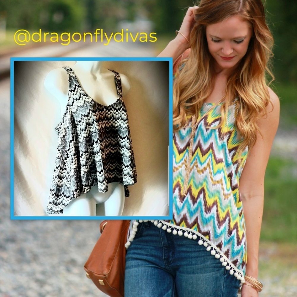 Shimmery Chevron Hi-Lo Tank Top